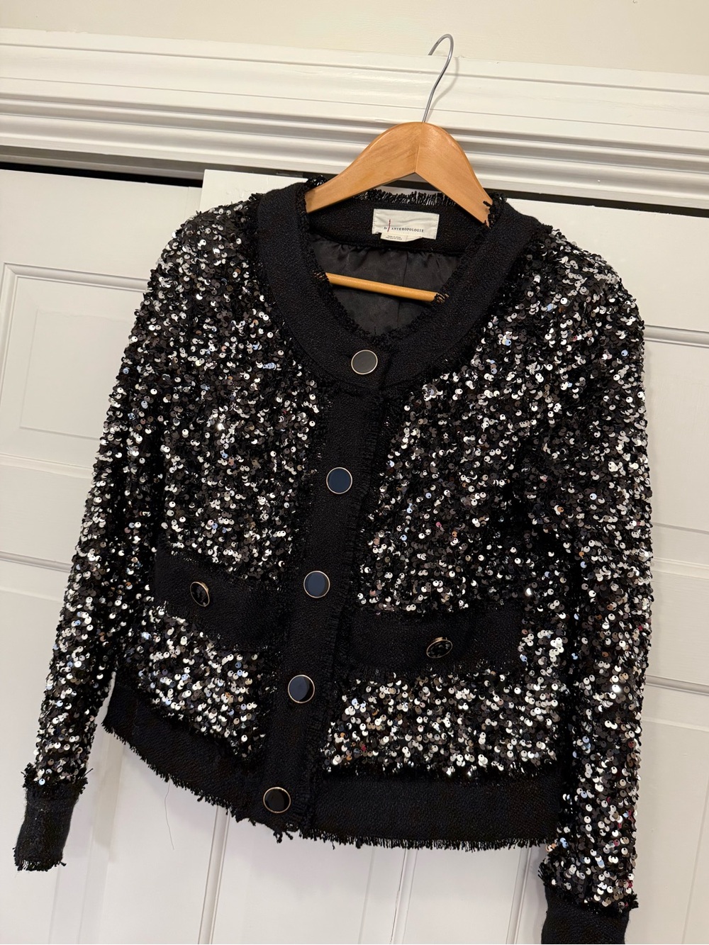 Anthropologie Black Sequin Blazer
